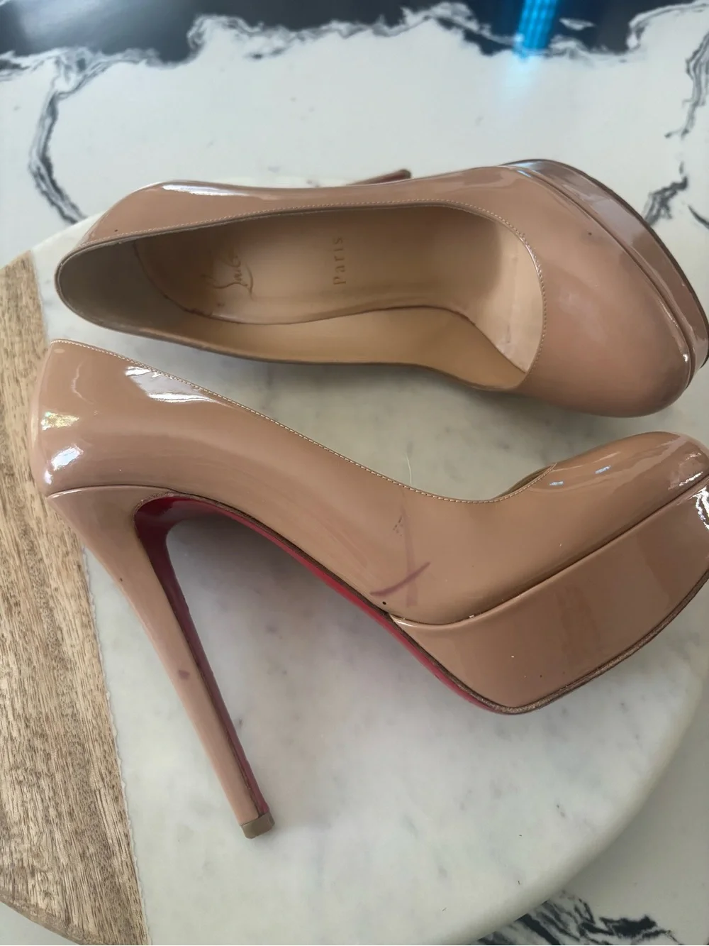 Christian Louboutin Patent Leather Nude Pumps